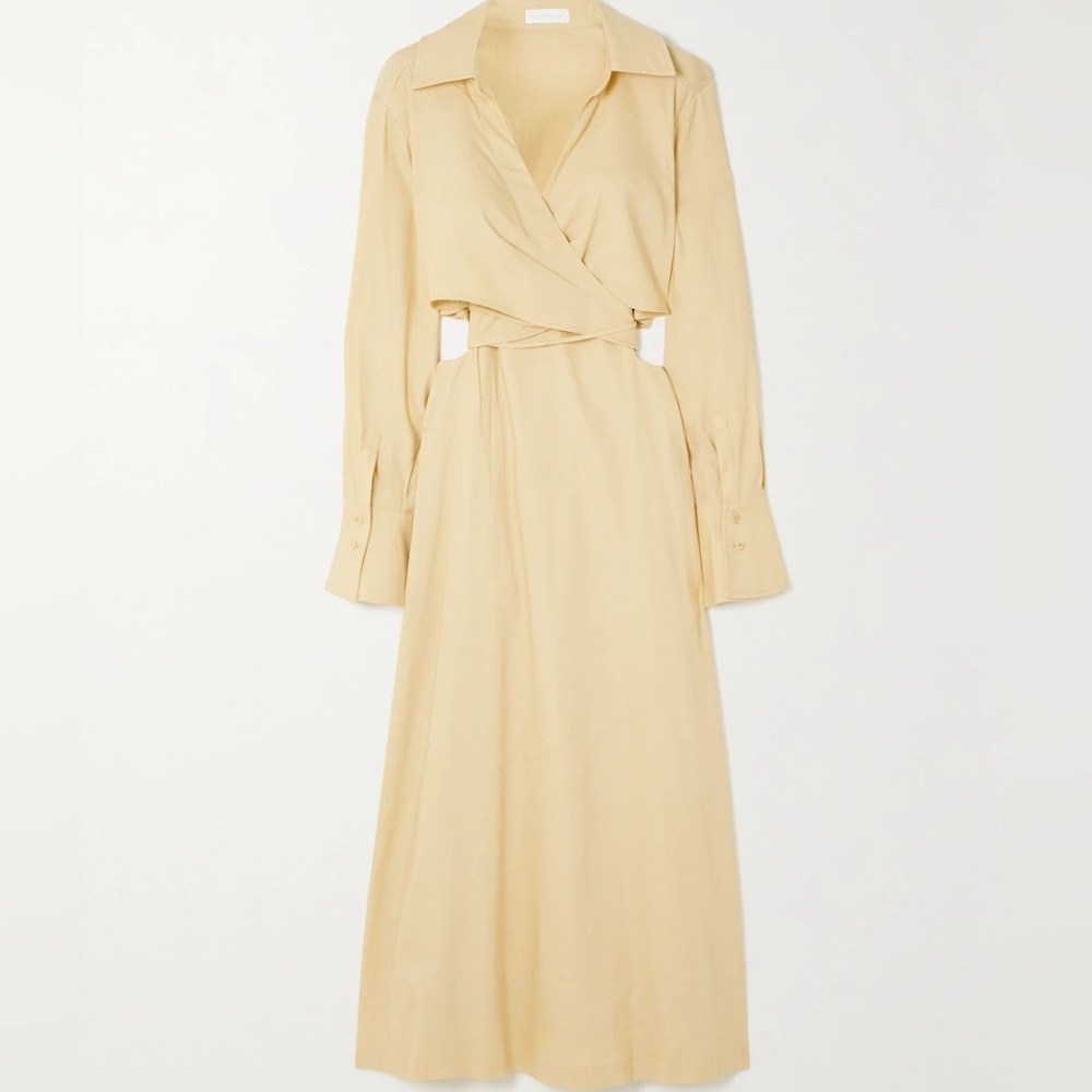 Simkhai Giulia convertible wrap-effect cutout linen-blend midi dress